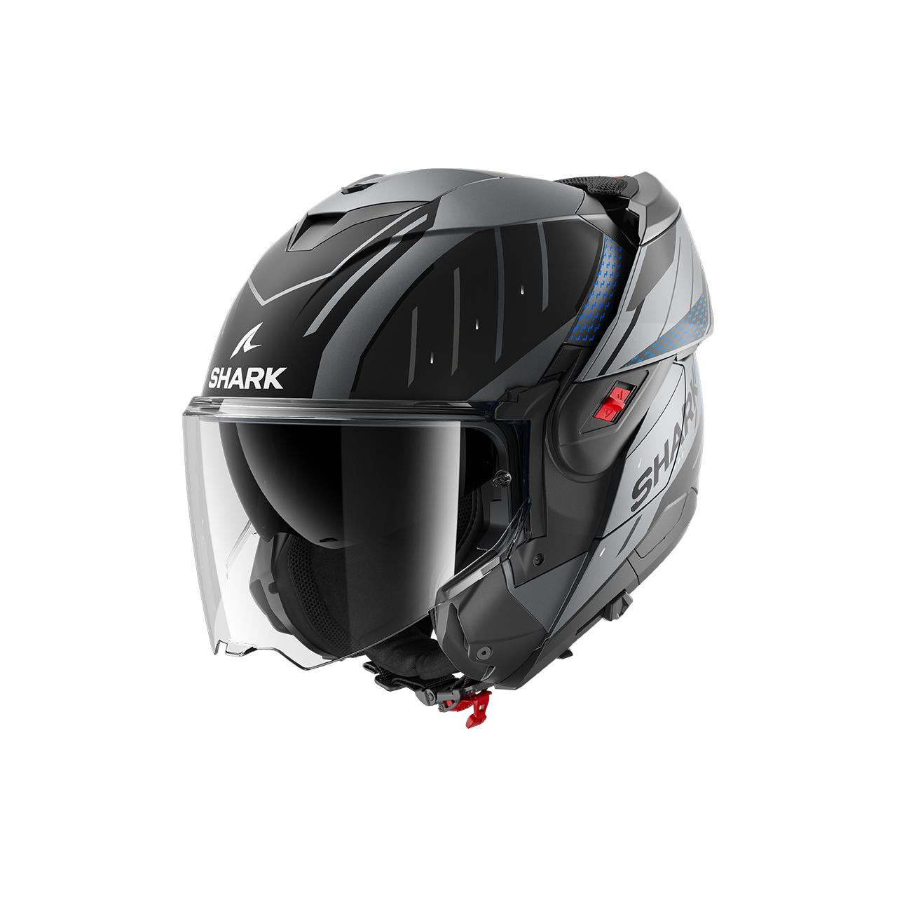 SHARK CASQUE MODULABLE OXO RYDGER MAT ANTHRACITE BLUE BLACK
