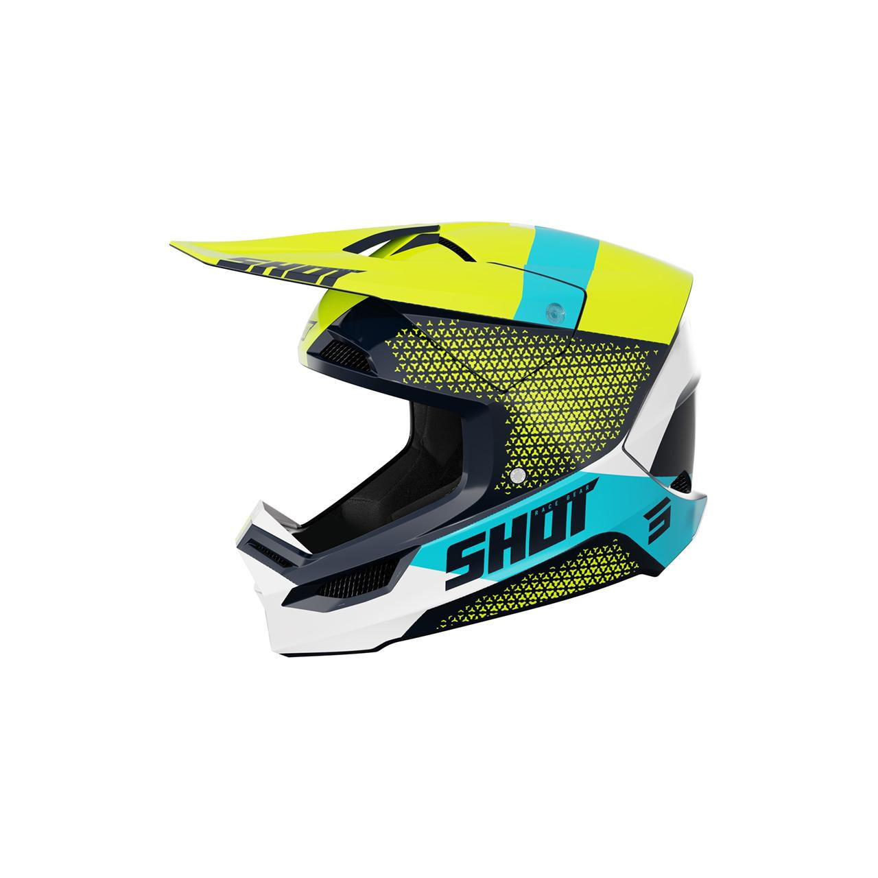 SHOT CASQUE CROSS ENFANT FURIOUS KID RIDGE BLUE NEON YELLOW GLOSSY
