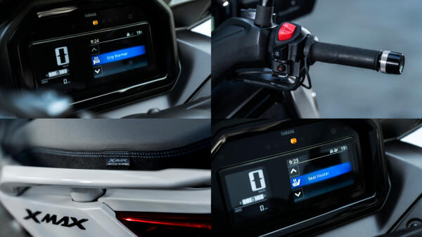 yamaha XMAX 125 techMAX+ 2025 sieges et poignées chauffants